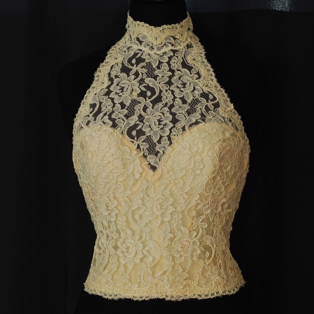 Only Hearts By Helena Stuart 1980's Outer Wear Lace Halter Bra - USA